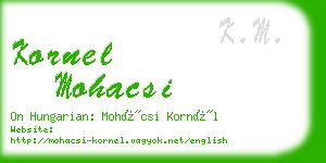 kornel mohacsi business card